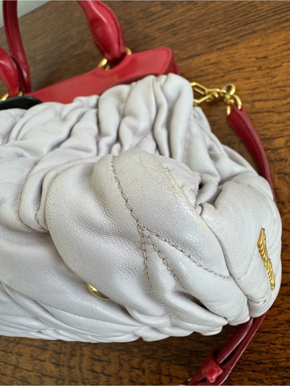 Miu Miu Bicolor Matelassé Nappa Leather Satchel/Crossbody with COA